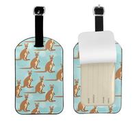 Funny for Kangaroo Zoo Printed Leather Luggage Tag, Durable Baggage Identifier, Soft PU ID Label, for Business Travel