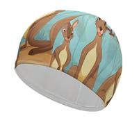 Funny for Kangaroo Zoo Swim Cap for Women Men,Swimming Cap-Comfortable Flexible,Swim Hat for Long Thick Curly Hair & Braids Hair