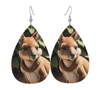 Funny For Kangaroos Zoo Print Leather Earring Fashion Dangle Earrings Printed Ear Pendants For Mother'S Day Beach