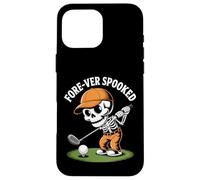 Funny Fore-ver Spooked Skeleton Golfer Halloween Case for iPhone 16 Pro Max