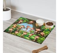 Funny Forest Monkeys Pet Feeding Mat for Cat Dog Water Bowl Food Mats Monkeys Pet Feeding Mats Absorbent Nti-Slip Contain Spills Protects Floors Placemat 60.9 x 81.2 cm