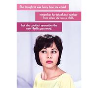 Funny Forgetful Birthday Card - Childhood Phone Number vs New Netflix Password Humour | Relatable Modern-Life Joke | Retro-Style Photo | Adult Banter Greeting Card with Envelope