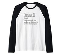 Funny Fossil Definition Paleontology Dinosaur Fossils Raglan Baseball Tee
