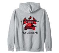Funny Four Calling Birds Funny Twelve Days Of Christmas Zip Hoodie