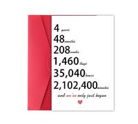 Funny Four Years Anniversary Cards for Couples, Romantic 4 Year Anniversary Cards Gifts for Him Her, Perfect 4th Wedding Anniversary Card for Husband Wife, Good 4 Years Together Card for Couples, 4