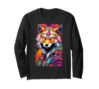 Funny Fox Animal Lover Graphic Art Cute Foxes Abstract Art Long Sleeve T-Shirt