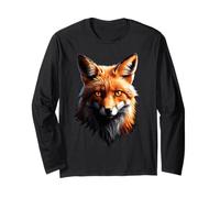 Funny Fox Animal Lover Graphic Art Cute Foxes Abstract Art Long Sleeve T-Shirt