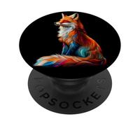 Funny Fox Animal Lover Graphic Art Cute Foxes Abstract Art PopSockets Adhesive PopGrip