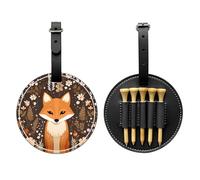 Funny Fox Black Printed golf tee storage bag - portable design, easy to organize tee, Black, One Size