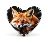 Funny Fox Creature Sleeping Buttons Pin Memorial Boutonniere for Wedding Groom Bride, Customize Lapel Heart Pin for Christmas, Men Women Costume Decorative Fashionable Brooches