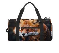 Funny Fox Creature Sleeping Gym Bag for Men Women Water Resistant Duffle Bag Travel Lightweight Bag for Travel Sports, white, One Size