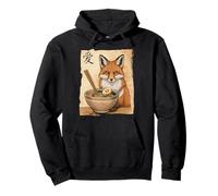 Funny Fox Eating Ramen Japanese Kawaii Anime Vintage Pullover Hoodie