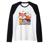 Funny Fox Low Battery Clothes Sweet Gift Nightie Insomnia Raglan Baseball Tee