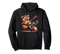 Funny Fox Playing Acoustic Guitar Cartoon Music Pullover Hoodie