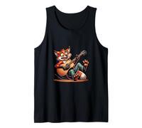 Funny Fox Playing Acoustic Guitar Cartoon Music Tank Top