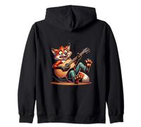 Funny Fox Playing Acoustic Guitar Cartoon Music Zip Hoodie