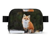 Funny Fox Print Unisex Waist Bag Wear-Resistant Belt Bag Hip Bag with Adjustable Strap for Hiking and Travel