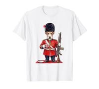 Funny Fox Terrier Dog London King's Guard England Flag Value Graphic T-Shirt, Men, White, L