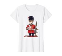 Funny Fox Terrier Dog London King's Guard England Flag Value Graphic T-Shirt, Women, White, S