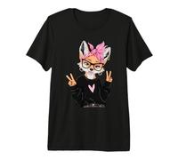 Funny Fox with Glasses Double Peace Sign Hipster Cartoon Premium T-Shirt