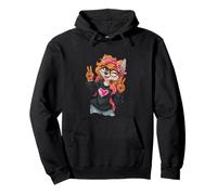 Funny Fox With Glasses Double Peace Sign Hipster Cartoon Pullover Hoodie