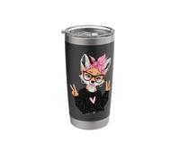 Funny Fox with Glasses Double Peace Sign Hipster Cartoon Stainless Steel Insulated Tumbler