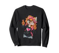 Funny Fox With Glasses Double Peace Sign Hipster Cartoon Sweatshirt