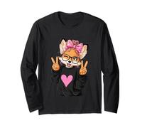 Funny Fox with Glasses Double Peace Sign Hipster Kawaii Long Sleeve T-Shirt