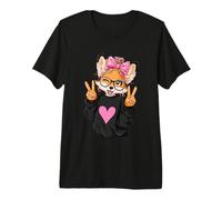 Funny Fox with Glasses Double Peace Sign Hipster Kawaii Premium T-Shirt