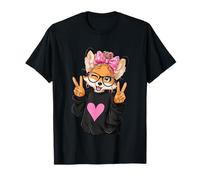 Funny Fox with Glasses Double Peace Sign Hipster Kawaii T-Shirt