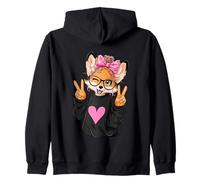Funny Fox With Glasses Double Peace Sign Hipster Kawaii Zip Hoodie