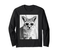 Funny Fox with Hearts Sunglasses Forest Animal Meme Graphic Long Sleeve T-Shirt