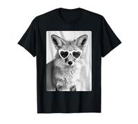 Funny Fox with Hearts Sunglasses Forest Animal Meme Graphic T-Shirt