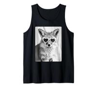 Funny Fox with Hearts Sunglasses Forest Animal Meme Graphic Tank Top