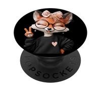 Funny Fox With Round Glasses Peace Sign Cute Kawaii Style PopSockets Adhesive PopGrip