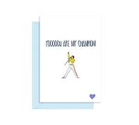 Funny Freddie Mercury Birthday Card for him- You are my champion! Funny Card for dad/husband suitable for Birthday/Thank you
