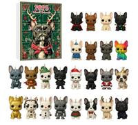 Funny French Bulldog Advent Calendar 2025, 2D Fun Middle Finger French Bulldog Advent Calendar, 24 Days Countdown to Christmas Gifts for Dog Lovers (E)