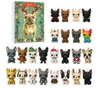 Funny French Bulldog Advent Calendar 2025, 2D Fun Middle Finger French Bulldog Advent Calendar, 24 Days Countdown to Christmas Gifts for Dog Lovers (Green)