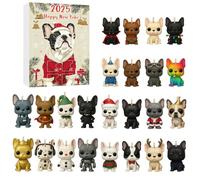 Funny French Bulldog Advent Calendar 2025, 2D Fun Middle Finger French Bulldog Advent Calendar, 24 Days Countdown to Christmas Gifts for Dog Lovers (Beige)