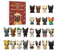 Funny French Bulldog Advent Calendar 2025, Christmas 24 Days Countdown Calendar in Holiday Hats & Sweaters, Showing The Unique Playfulness and Charm of The French Bulldog, Gift for Dog Lovers (Red1)