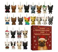 Funny French Bulldog Advents Calendars 2025, 24 Days Dog Figurines Christmas Countdown Calendar, Christmas Tree Decoration, For Dog Lovers Pet Parents And Families