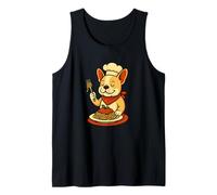 Funny French Bulldog and Pasta Foodie Graphic Tank Top