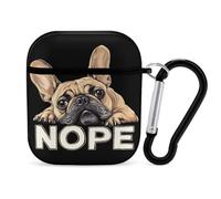 Funny French Bulldog Dog Nope Compatible with Airpod 1/2 Case PC Scratch-Resistant Drop-Proof Protective Cover with Keychain Black-style-32