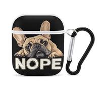 Funny French Bulldog Dog Nope Compatible with Airpod 1/2 Case PC Scratch-Resistant Drop-Proof Protective Cover with Keychain White-style-32
