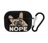 Funny French Bulldog Dog Nope Compatible with Airpod Pro Case PC Scratch-Resistant Drop-Proof Protective Cover with Keychain Black-style