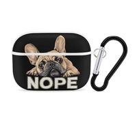 Funny French Bulldog Dog Nope Compatible with Airpod Pro Case PC Scratch-Resistant Drop-Proof Protective Cover with Keychain White-style