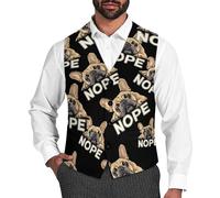 Funny French Bulldog Dog Nope Slim Fit Men's Waistcoat Classic Suit Vest Dress for Formal Casual Wear 3XL