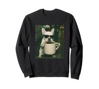 Funny French Bulldog Drinking Coffee Meme Retro Urban Gen Z Sweatshirt