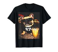 Funny French Bulldog Drinking Iced Coffee 67 Six Seven 6 7 T-Shirt
