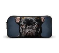 Funny French Bulldog Frenchie with A Golden Crown Pencil Case Cute Pen Pouch Cosmetic Bag Pecil Box Organizer for Travel Office